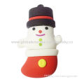 Custom snow man-shaped USB flash drive, made of soft PVC material, OEM orders are welcomeNew